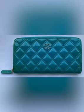 CHANEL Quilted Patent Leather Wallet